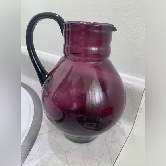 Andries Dirk Art Deco Purple Glass Jug 1930s Royal Leerdam signed - Picture 2 of 5